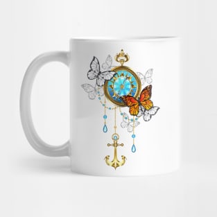 Compass with Butterflies Mug